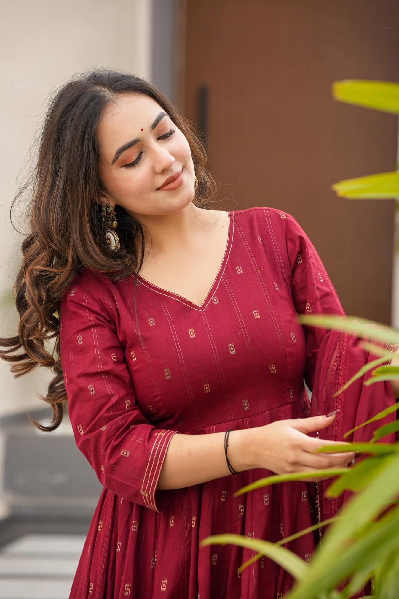 Kaira's Pure Cotton Anarkali Style Plazzo Suit Set