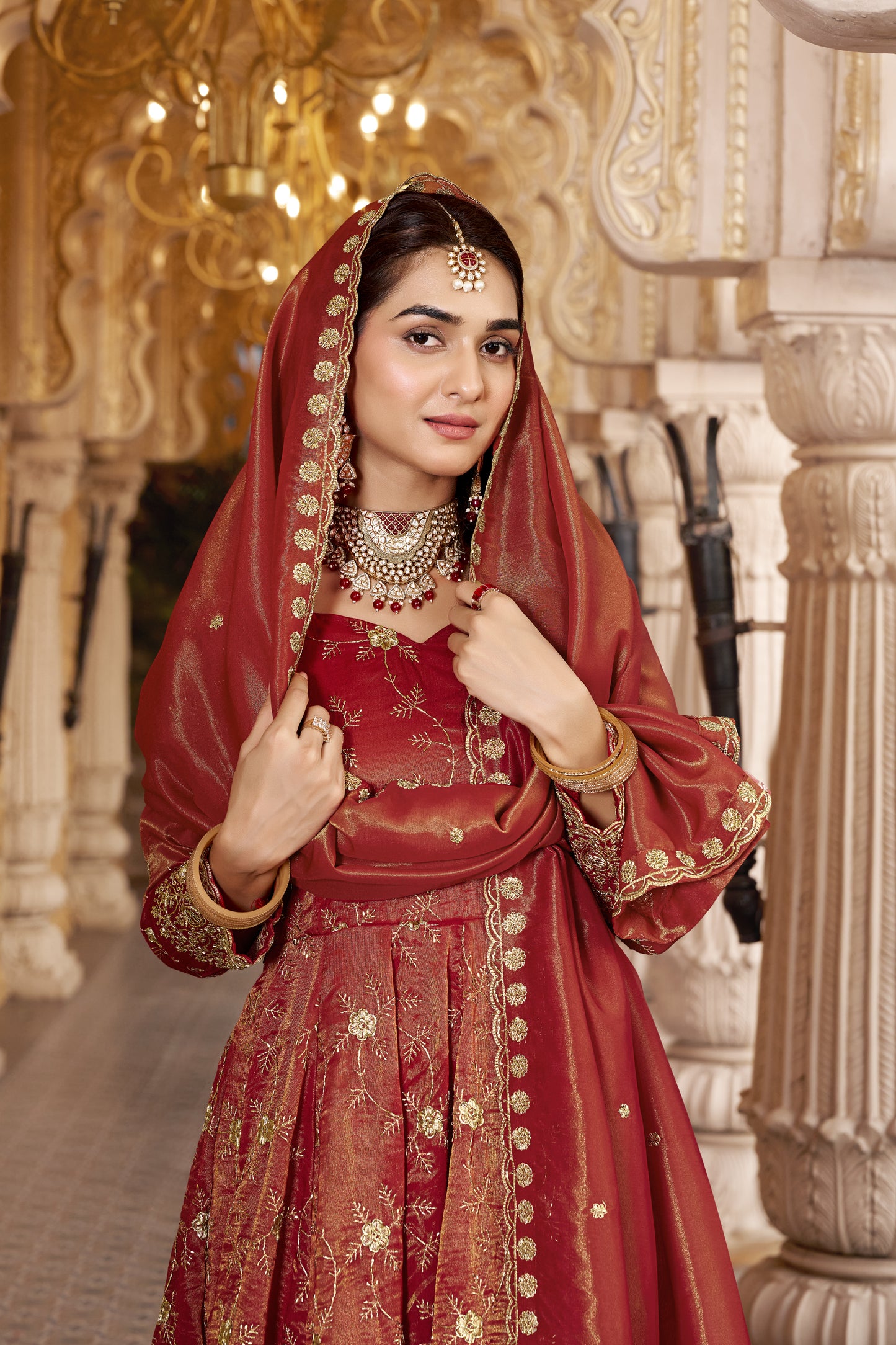 Zainab  Rust cosmo Anarkali Suit Set