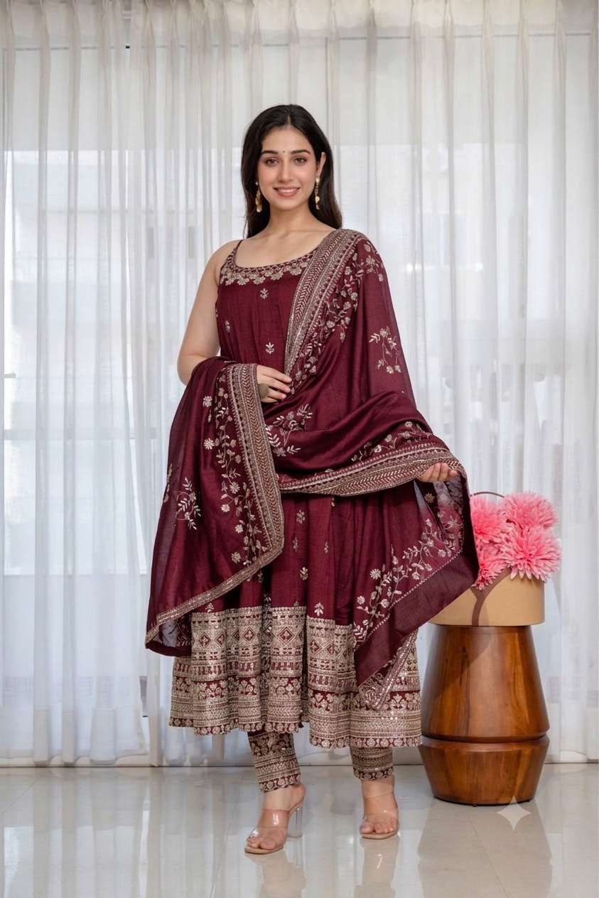 Alveera Vichitra Silk Febric Suit Set