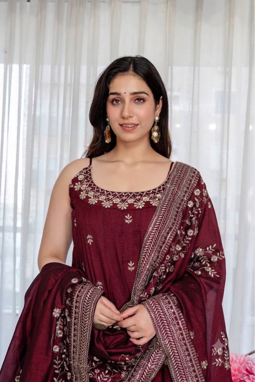Alveera Vichitra Silk Febric Suit Set