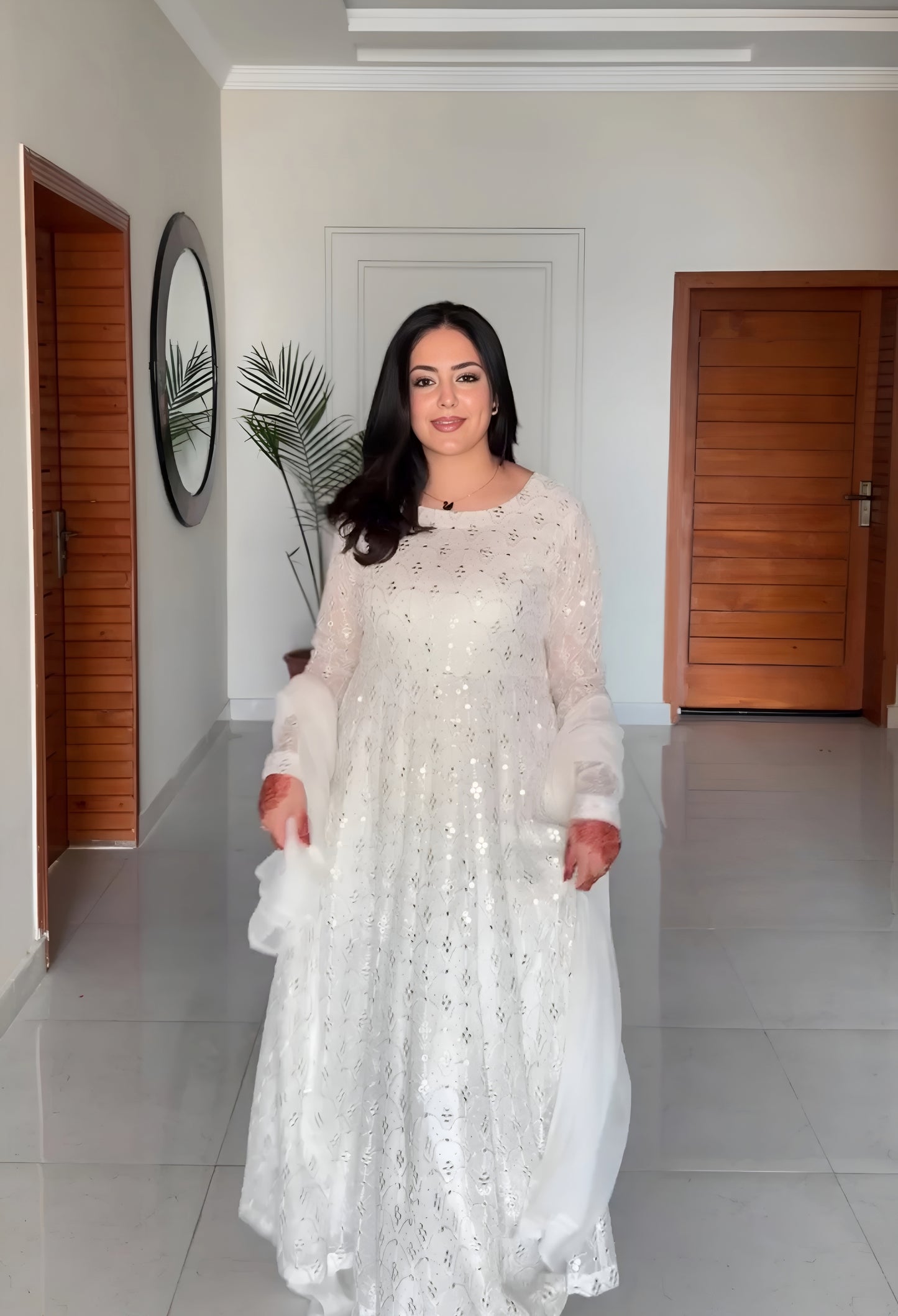 Shahnaz's Lakhnawi  White Premium Anarkali Suit Set