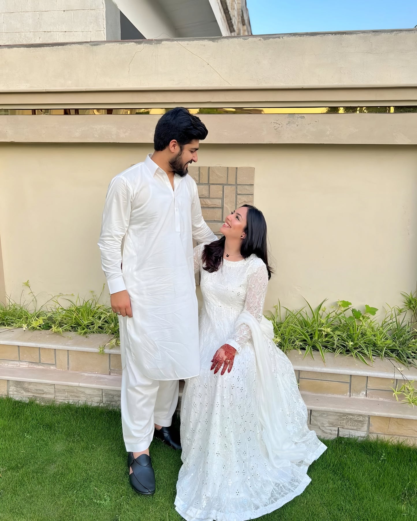 Shahnaz's Lakhnawi  White Premium Anarkali Suit Set