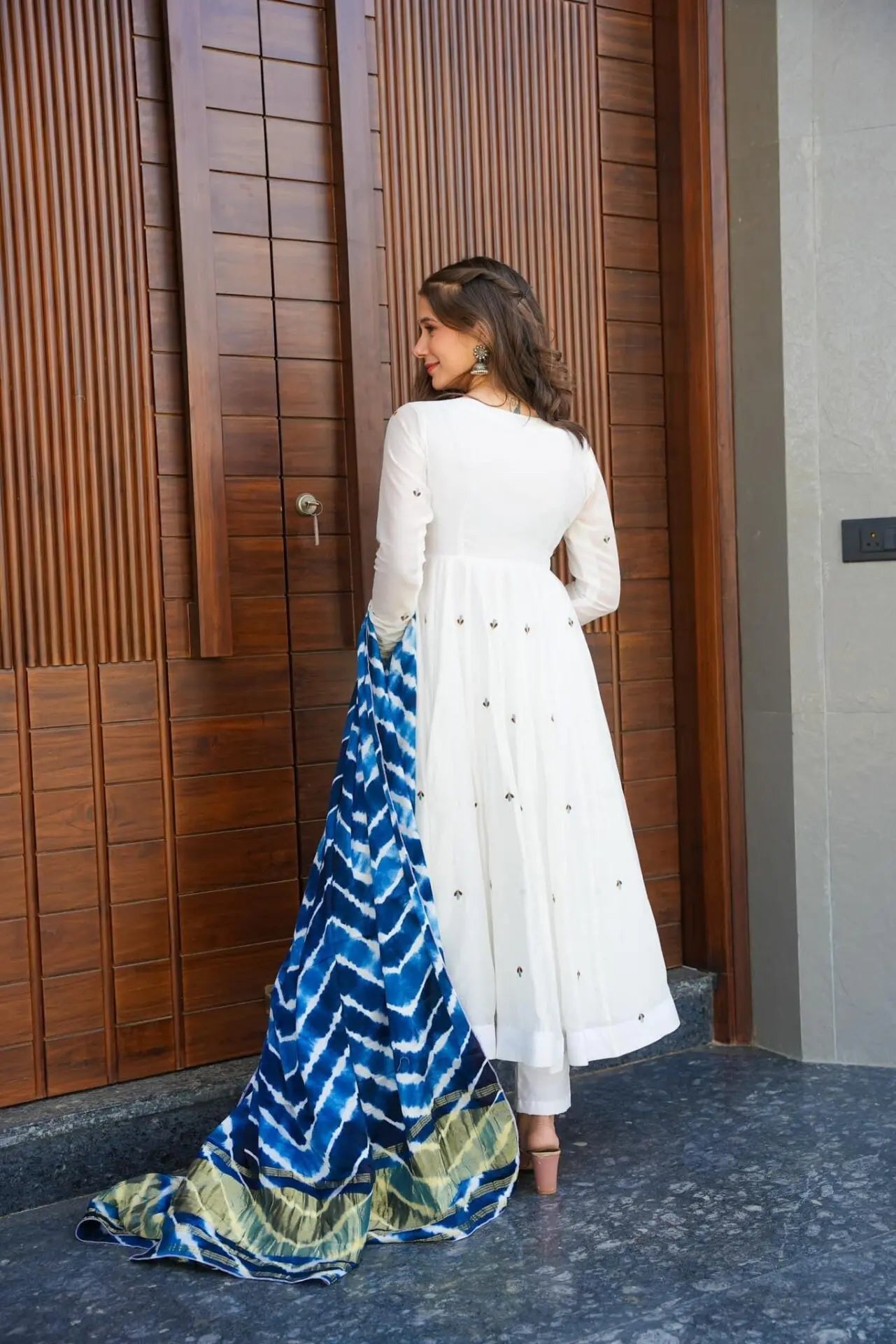 DHANU WHITE CHANDERI SUIT SET