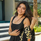 EMBELLISHED BLACK CHANDERI SUIT SET