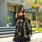 EMBELLISHED BLACK CHANDERI SUIT SET