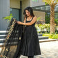 EMBELLISHED BLACK CHANDERI SUIT SET