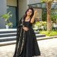 EMBELLISHED BLACK CHANDERI SUIT SET