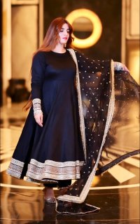 Mahira`s Rayon Cotton Black Suit Set