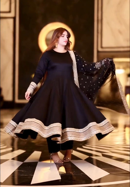 Mahira`s Rayon Cotton Black Suit Set