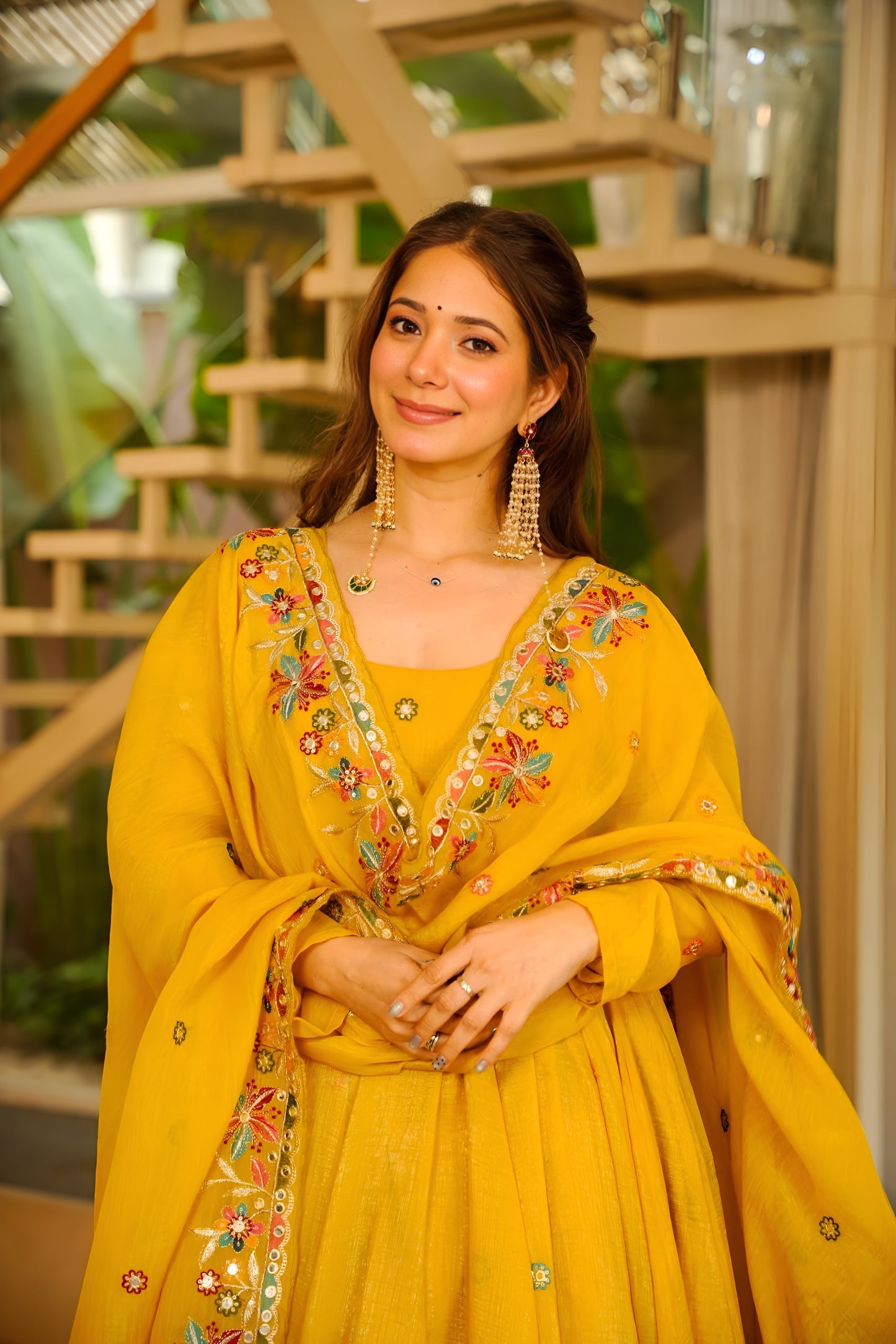 Firdoss Yellow Elegant Anarkali Suit Set