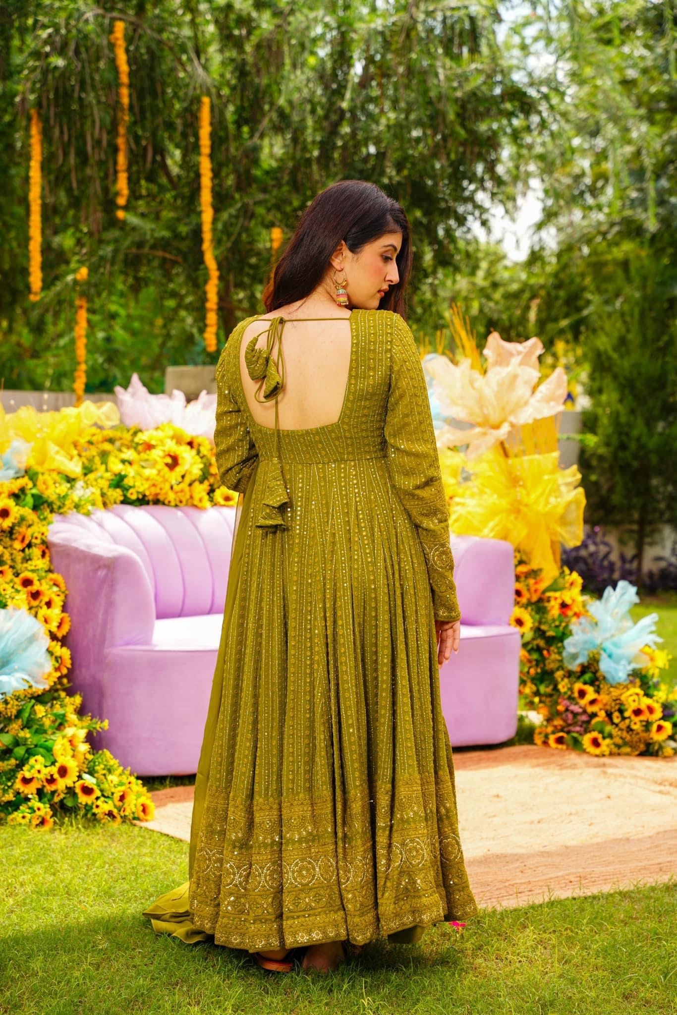 METHI YELLOW NIGHT STAR EMBROIDERED GEORGETTE SUIT SET TD-120