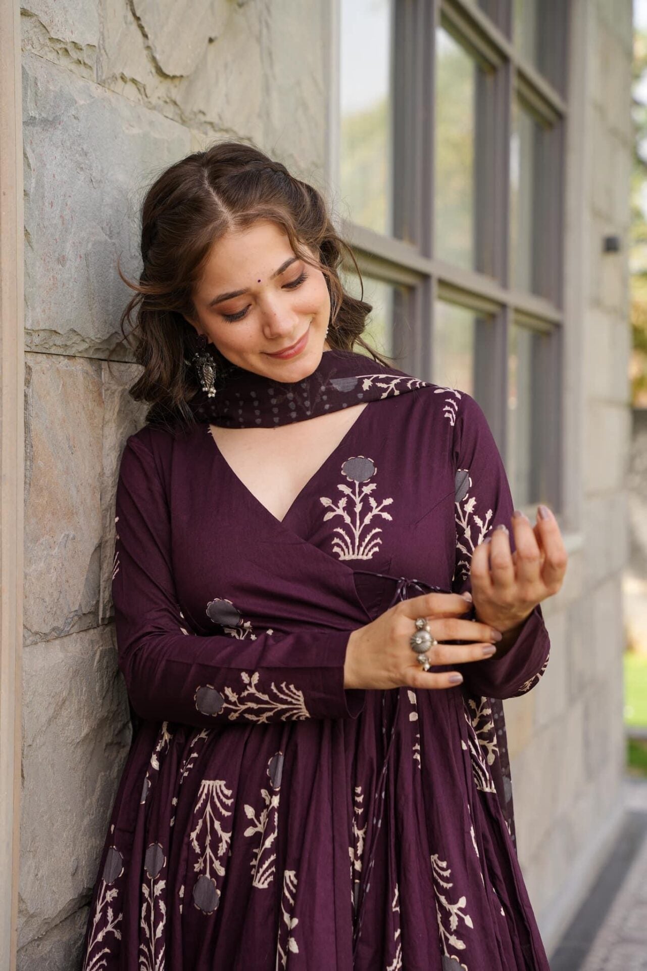 Sophia's Pure Cotton Anarkali Style Plazzo Suit Set