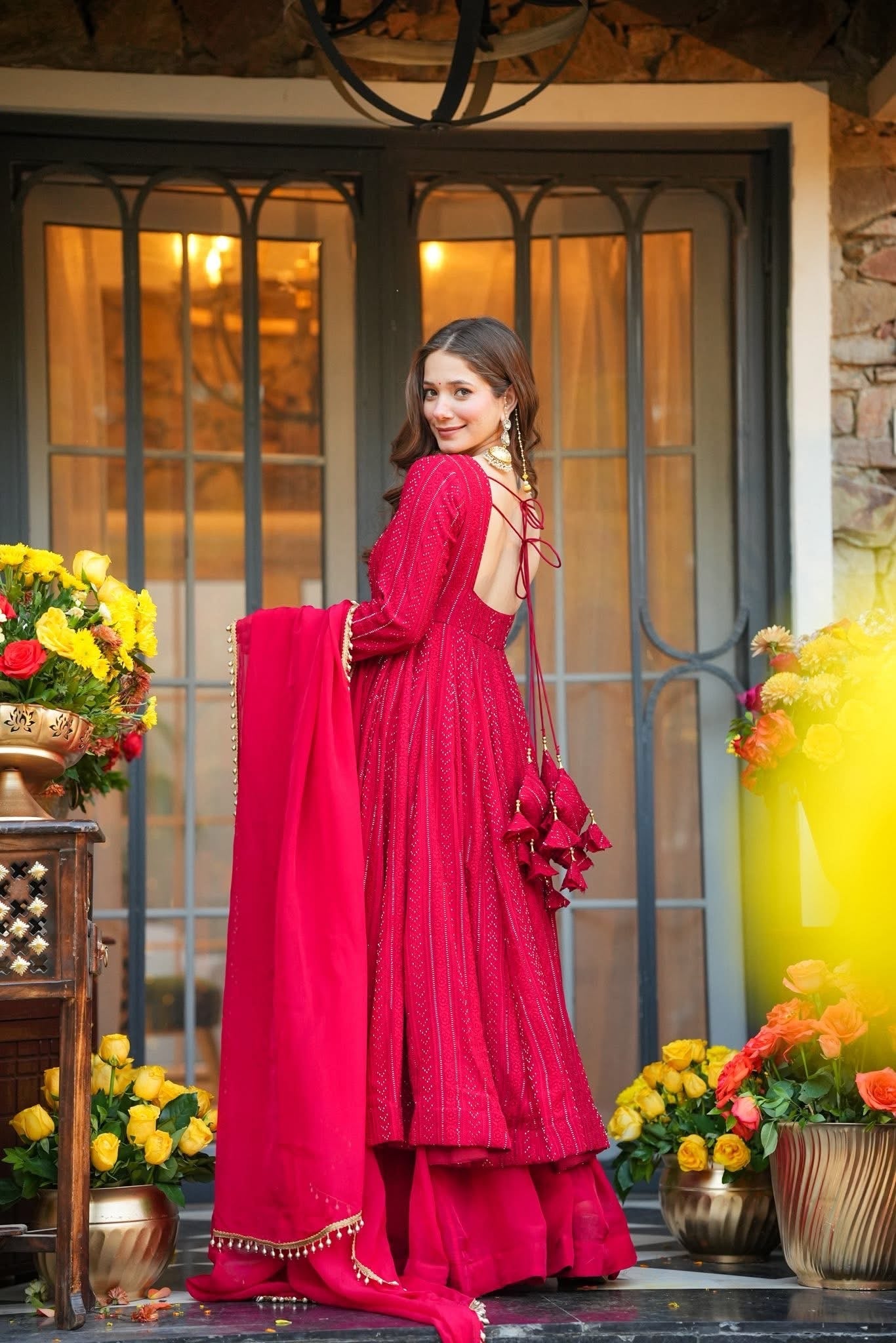 Rushika Lala Pink Elegant Anarkali Suit Set