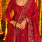 Red Floral Anarkali Suit Set