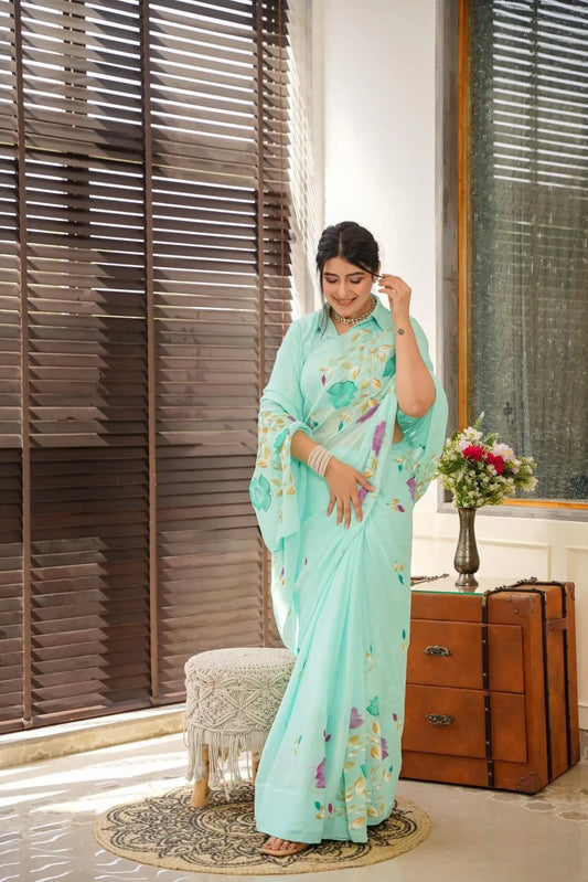 LILITH BLUE HANDPAINTED SAREE