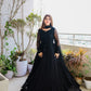 SOLID BLACK LONG FLAIR LESS BODER SET WITH DUPATTA-TD-114