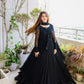 SOLID BLACK LONG FLAIR LESS BODER SET WITH DUPATTA-TD-114