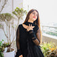 SOLID BLACK LONG FLAIR LESS BODER SET WITH DUPATTA-TD-114