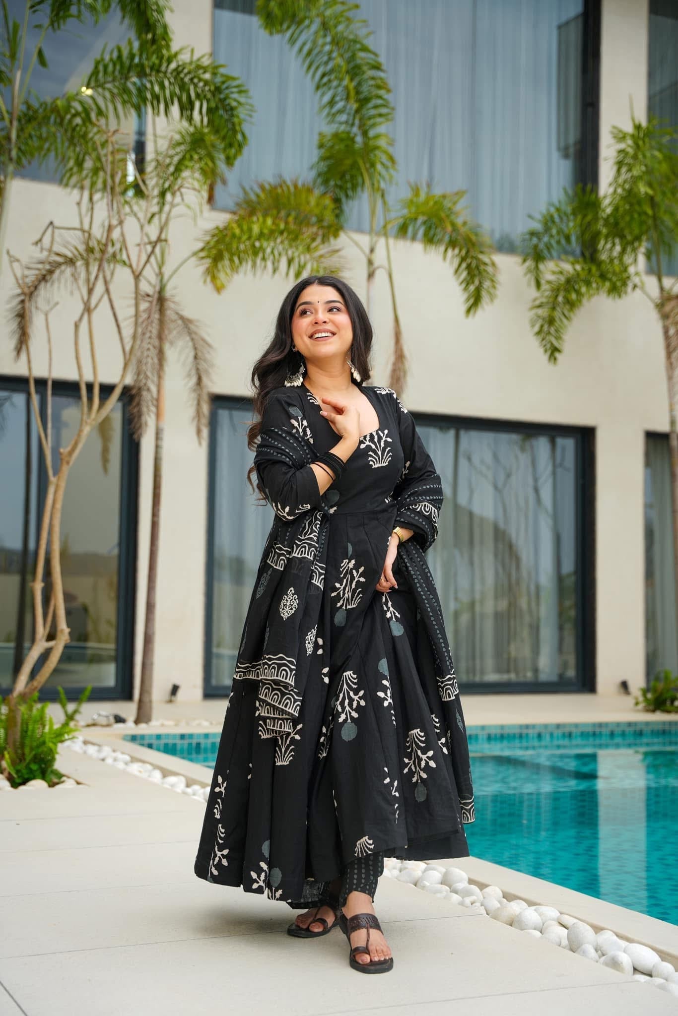 Zarana's Mystic Black Pure Cotton Suit Set