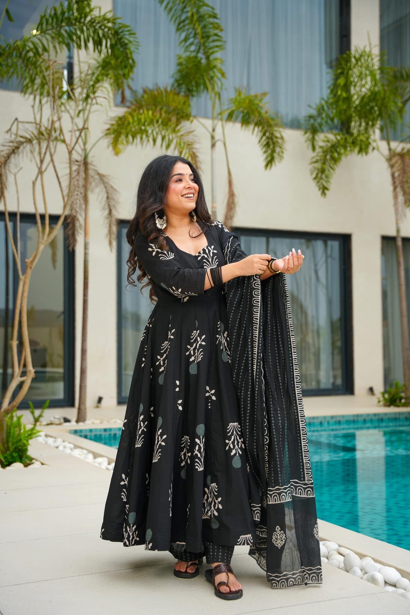 Zarana's Mystic Black Pure Cotton Suit Set