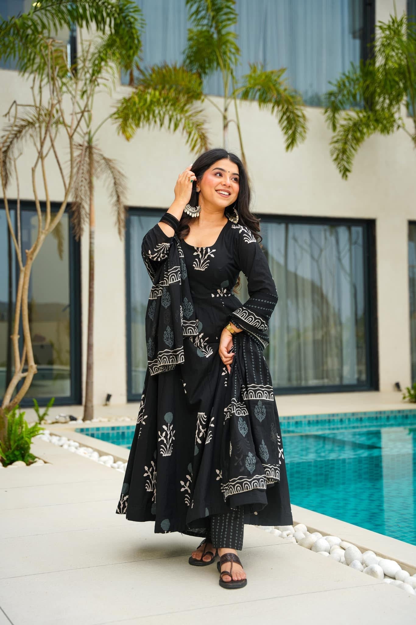 Zarana's Mystic Black Pure Cotton Suit Set