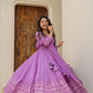 PURPLE  READYMADE KALI-CUT  ANARKALI SUIT SET -td-151