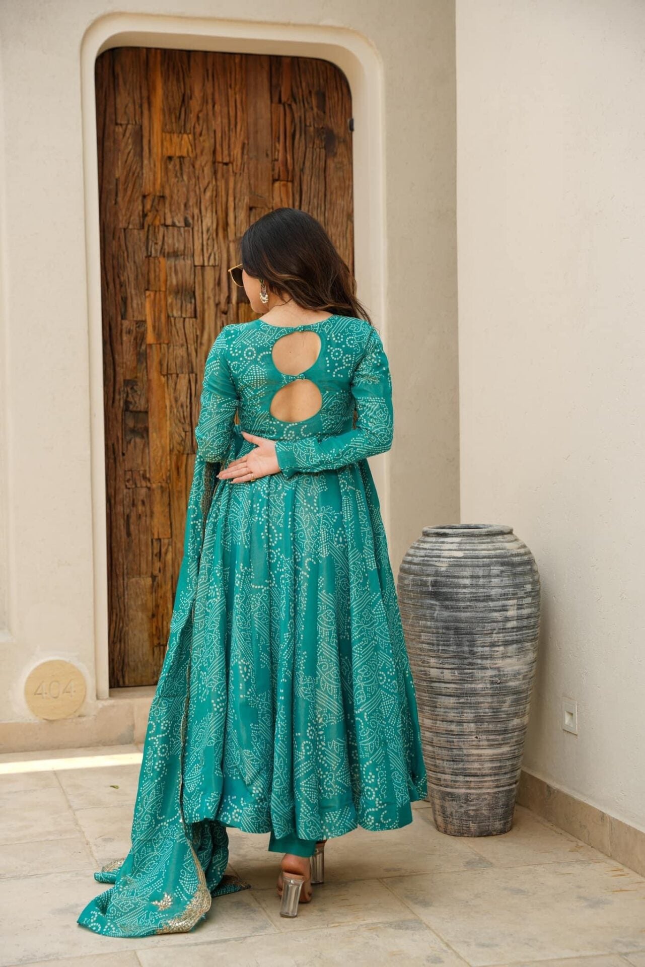 BANDHANI SKY COLOR ANARKALI SUIT SET
