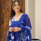 BLUE FLORAL GEORGETTE SET