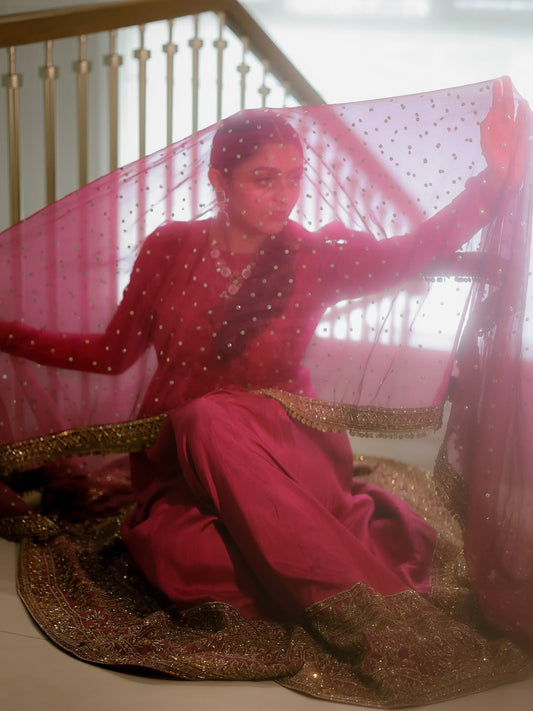 Antika Pink Elegant Anarkali Suit Set