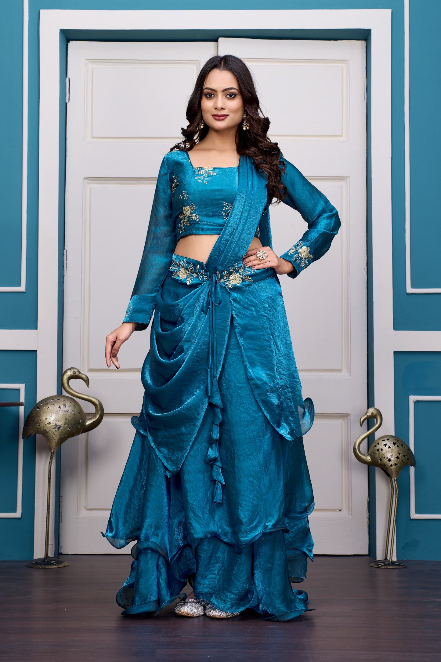 Heavy Traditional Crop Top Lengha With Peplon With  Six Color