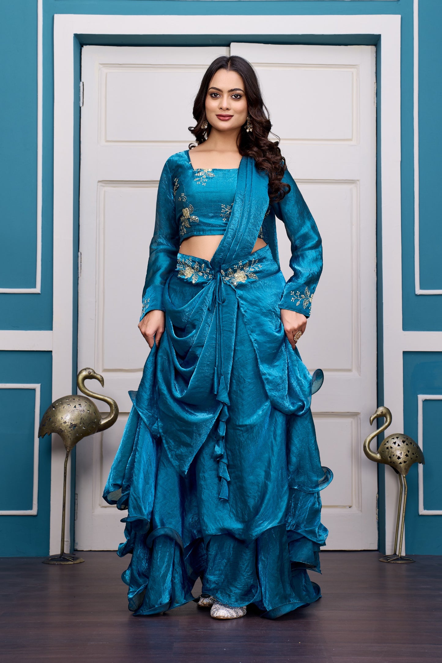 Heavy Traditional Crop Top Lengha With Peplon With  Six Color