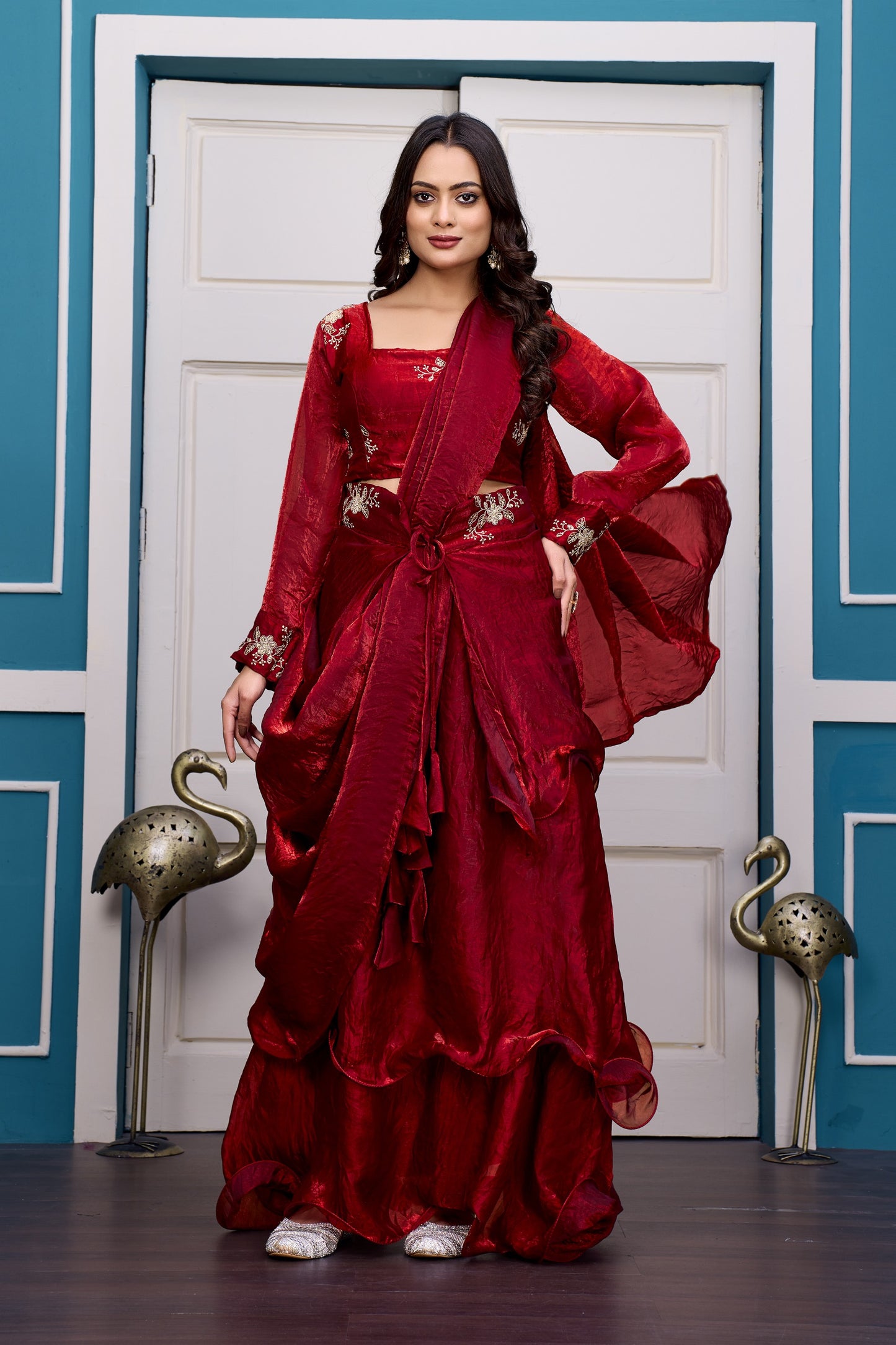 Heavy Traditional Crop Top Lengha With Peplon With  Six Color