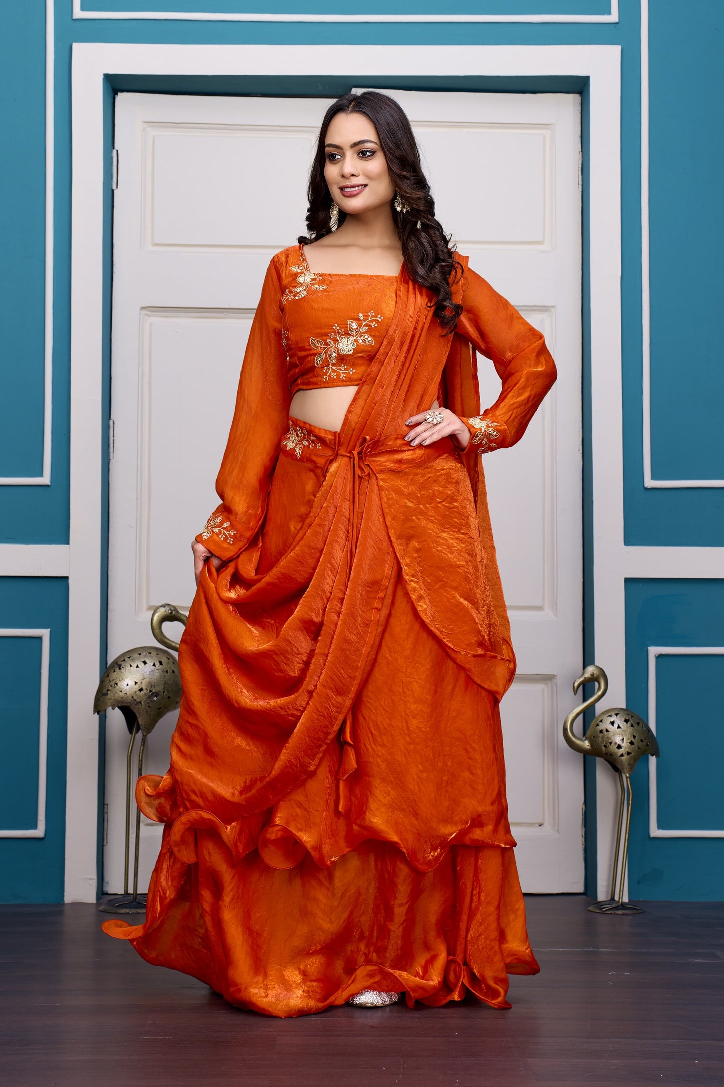 Heavy Traditional Crop Top Lengha With Peplon With  Six Color