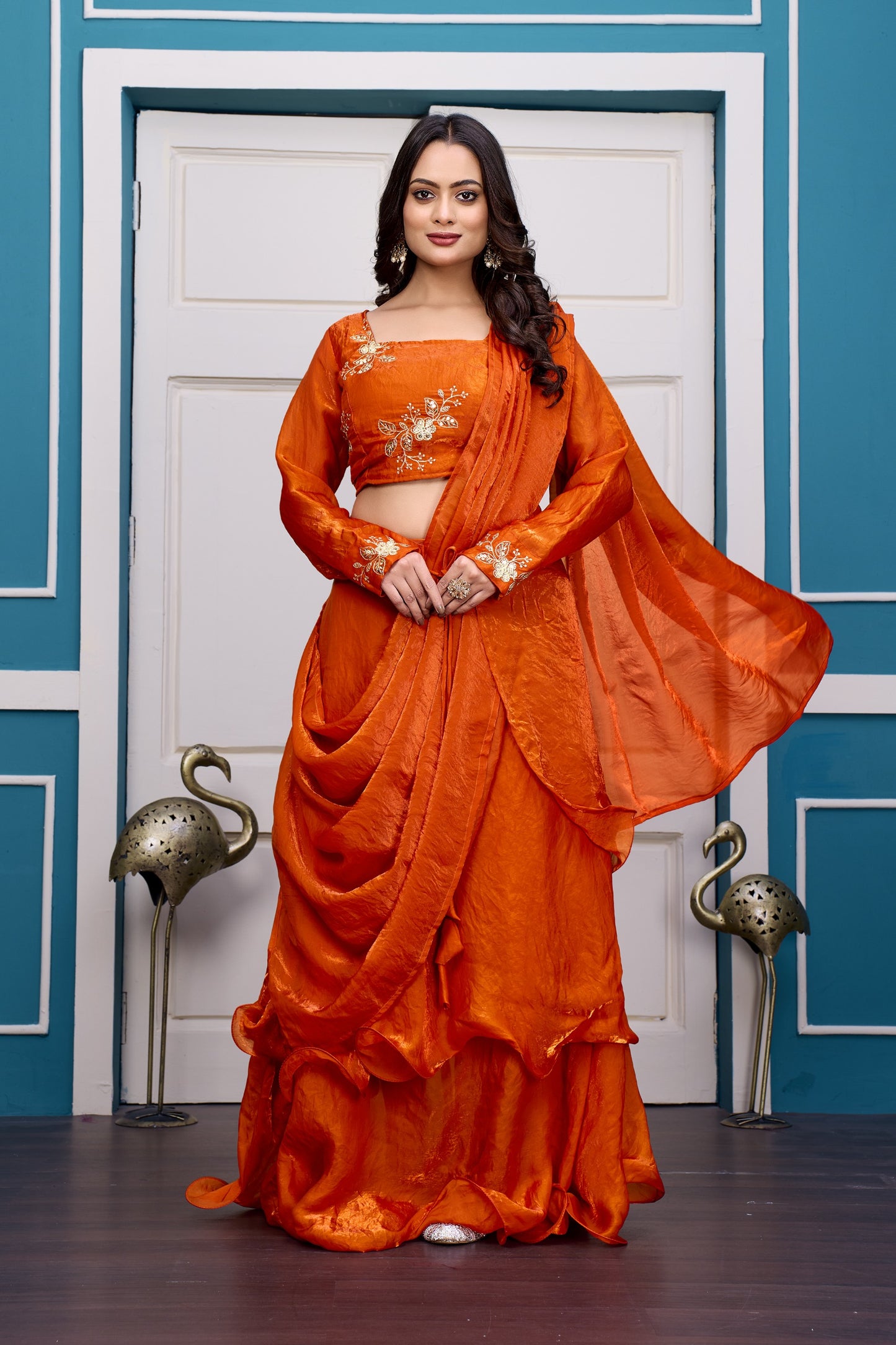 Heavy Traditional Crop Top Lengha With Peplon With  Six Color