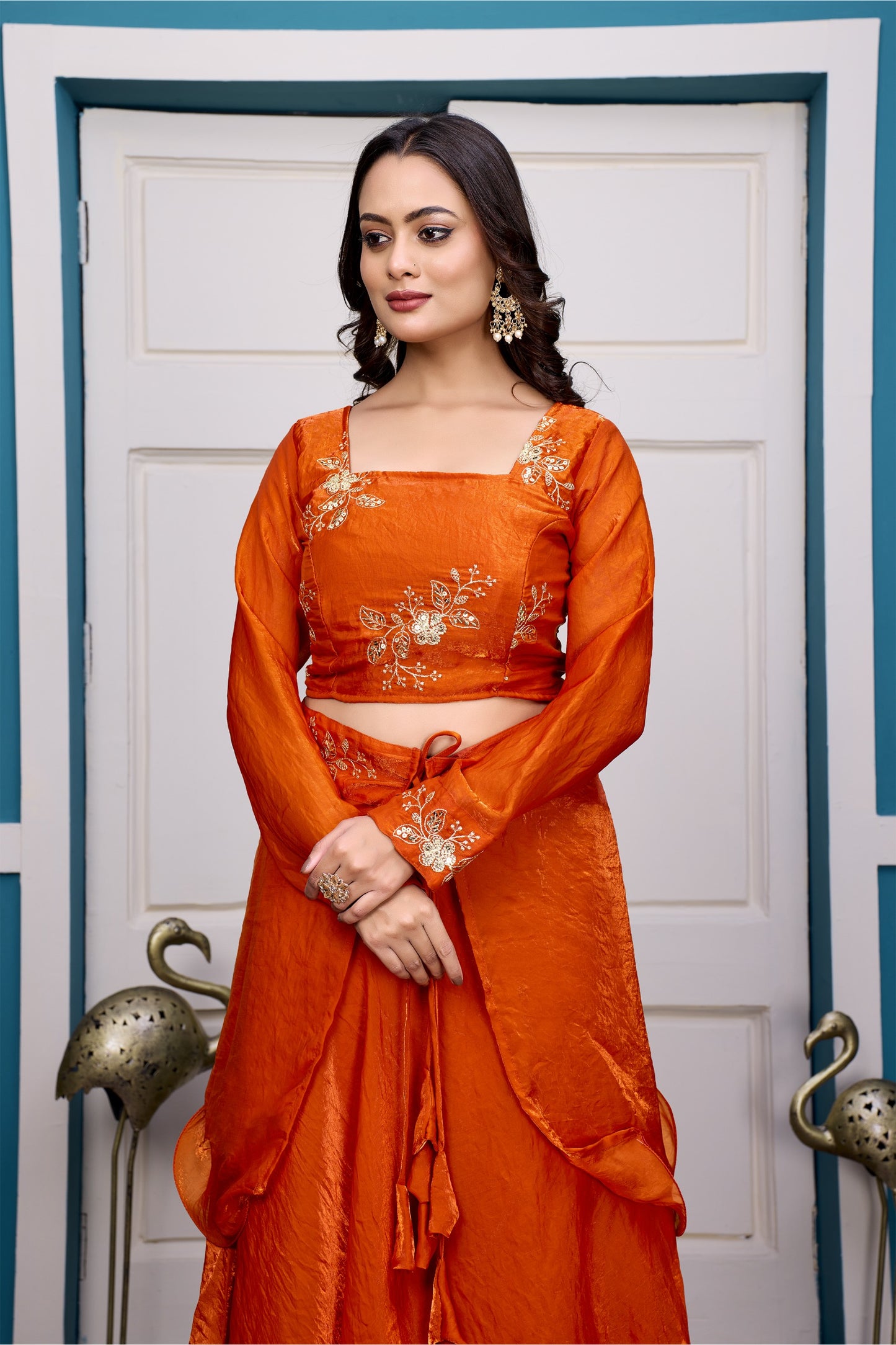 Heavy Traditional Crop Top Lengha With Peplon With  Six Color