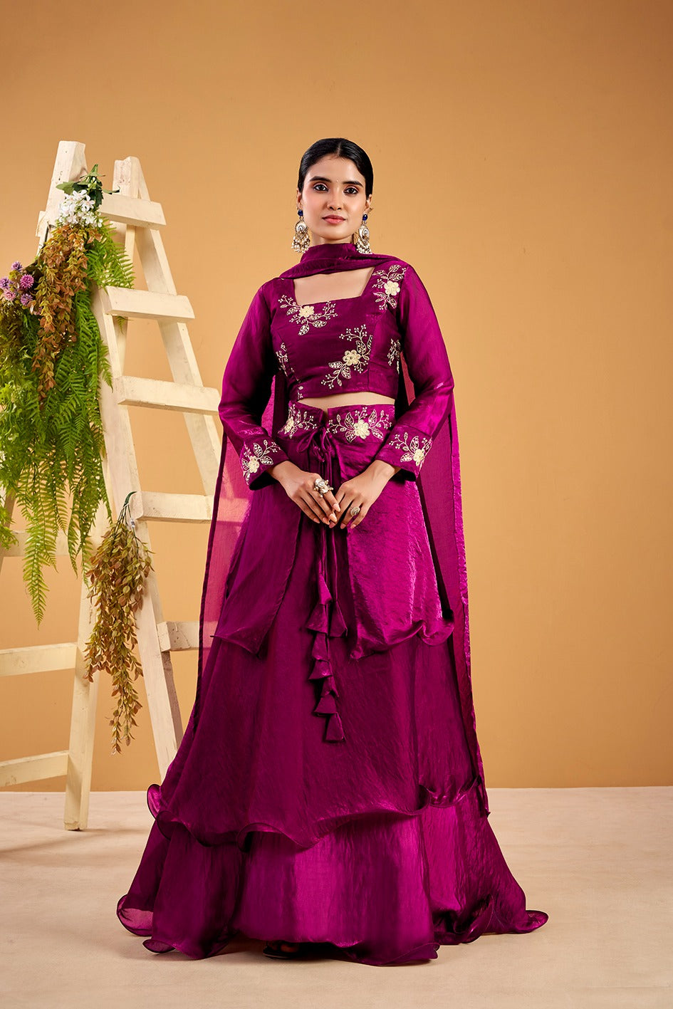 Heavy Traditional Crop Top Lengha With Peplon With  Six Color