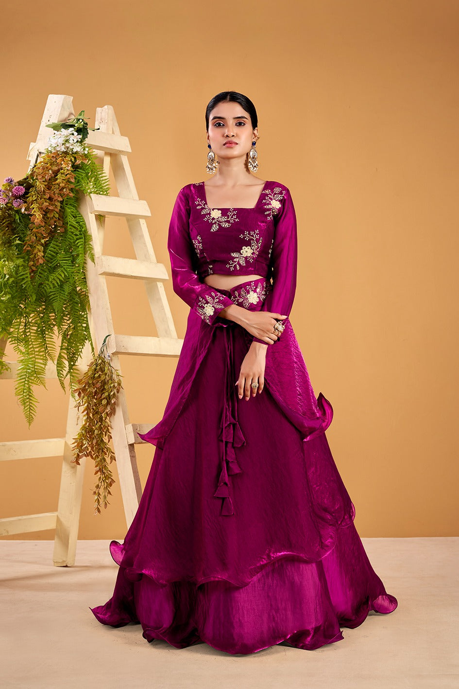 Heavy Traditional Crop Top Lengha With Peplon With  Six Color