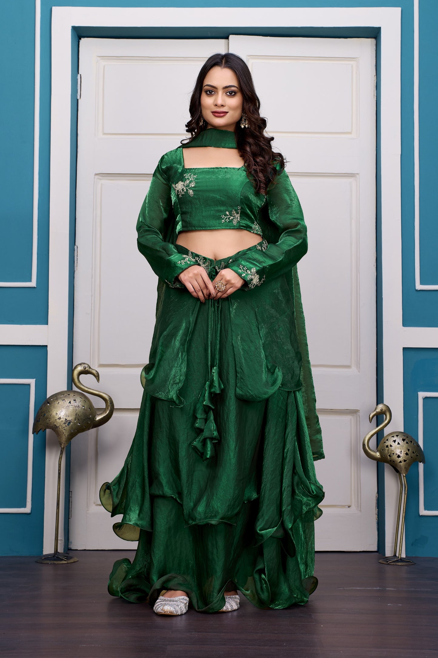 Heavy Traditional Crop Top Lengha With Peplon With  Six Color