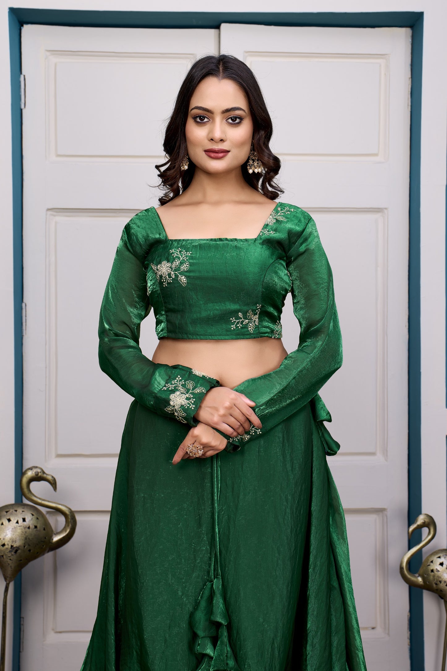 Heavy Traditional Crop Top Lengha With Peplon With  Six Color