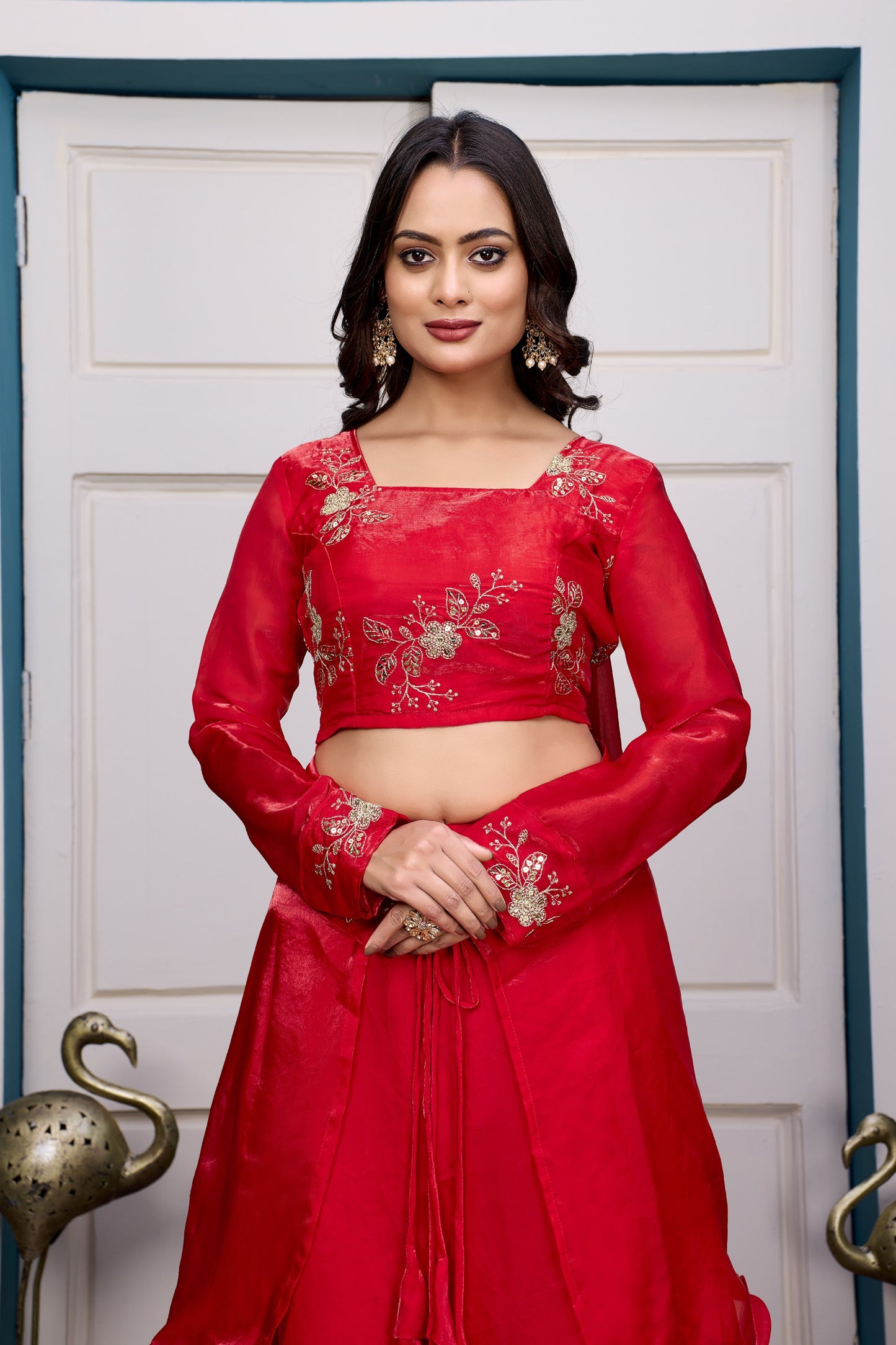 Heavy Traditional Crop Top Lengha With Peplon With  Six Color