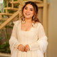 Lucknowi Off White Rajwadi  Anarkali Suit Set