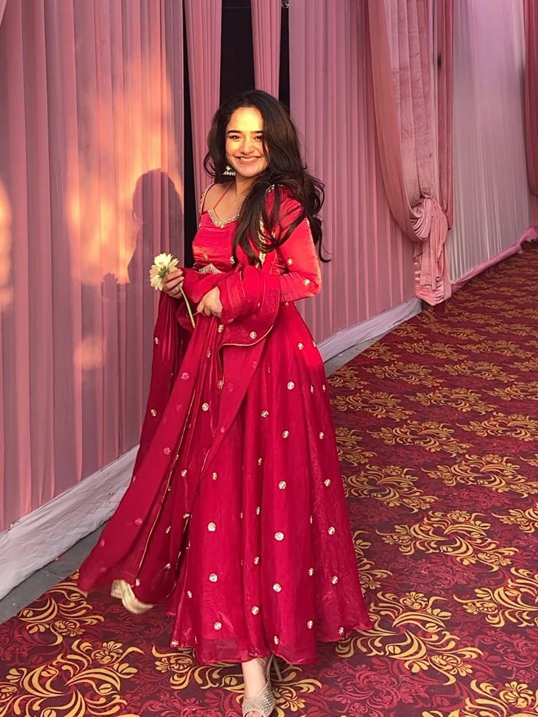 Red Colour Traditional Anarkali Suit