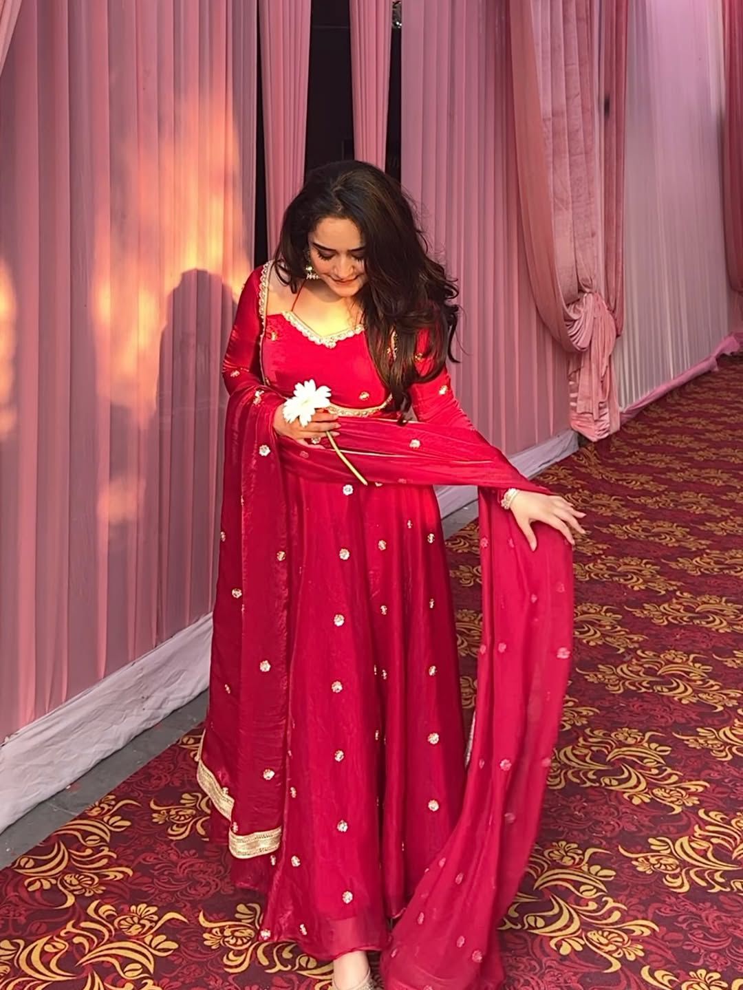 Red Colour Traditional Anarkali Suit