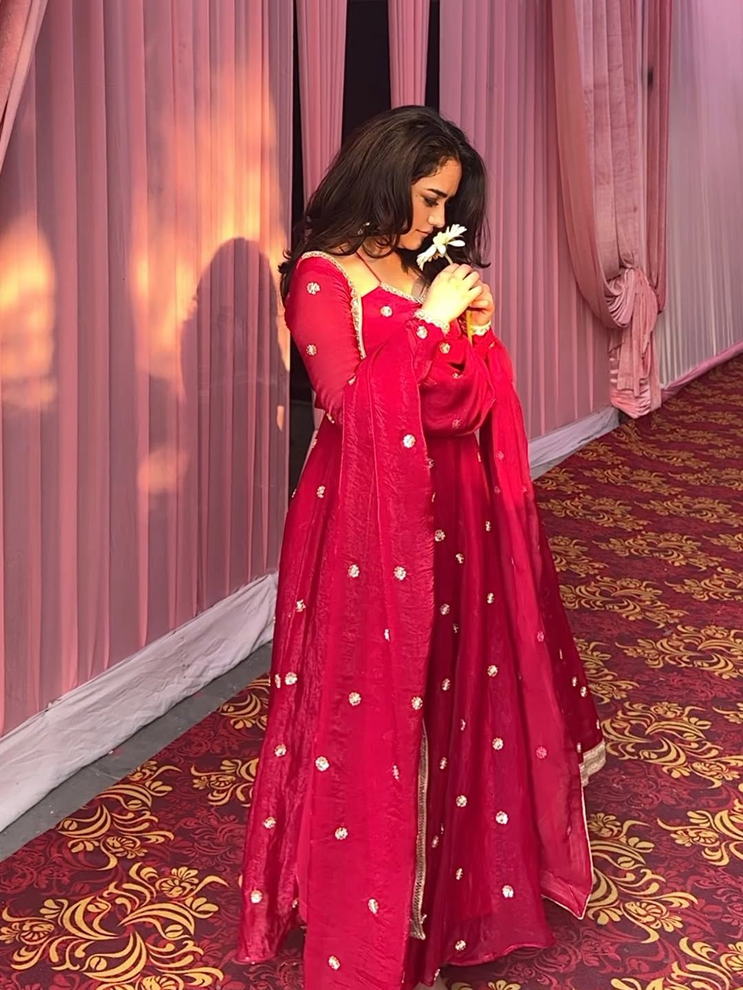 Red Colour Traditional Anarkali Suit