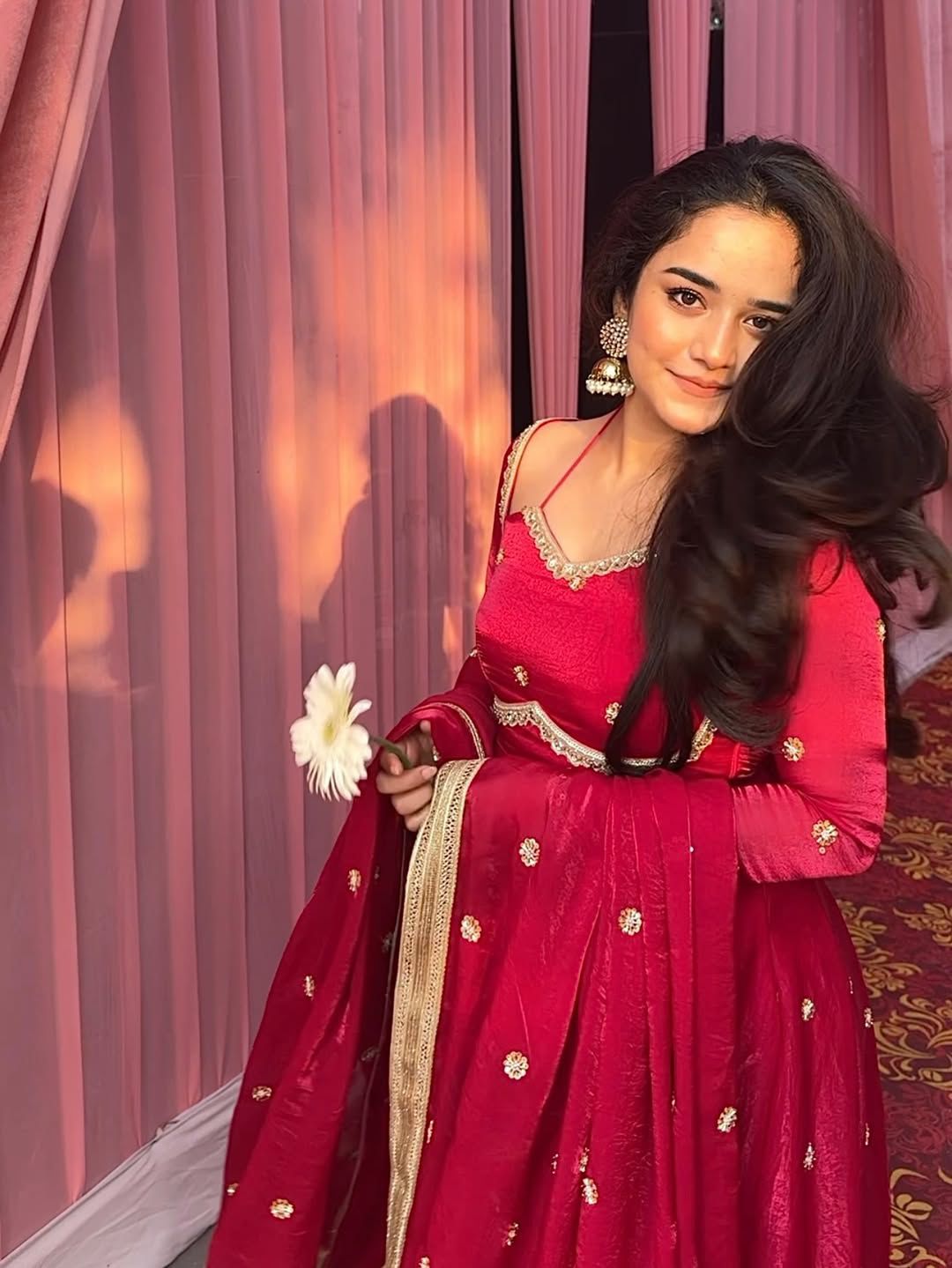 Red Colour Traditional Anarkali Suit