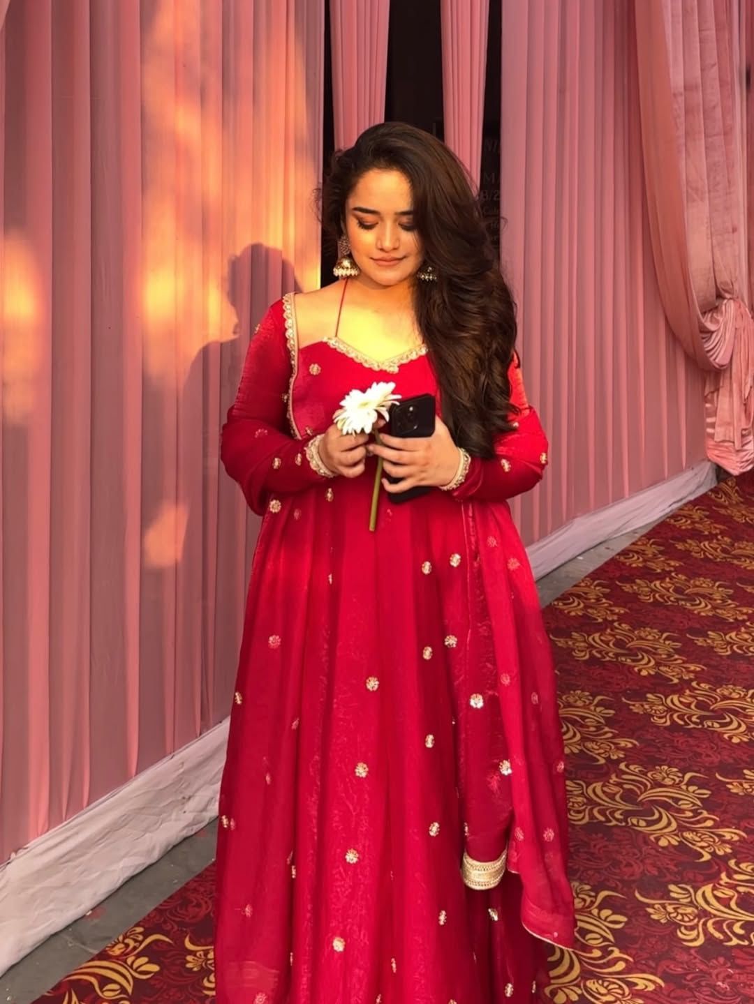 Red Colour Traditional Anarkali Suit