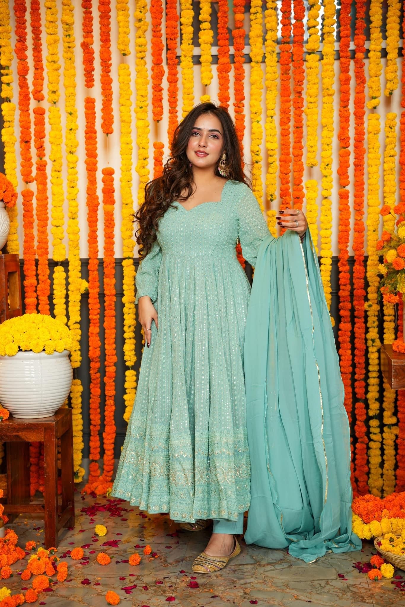 SKY NIGHT STAR EMBROIDERED GEORGETTE SUIT SET TD-120