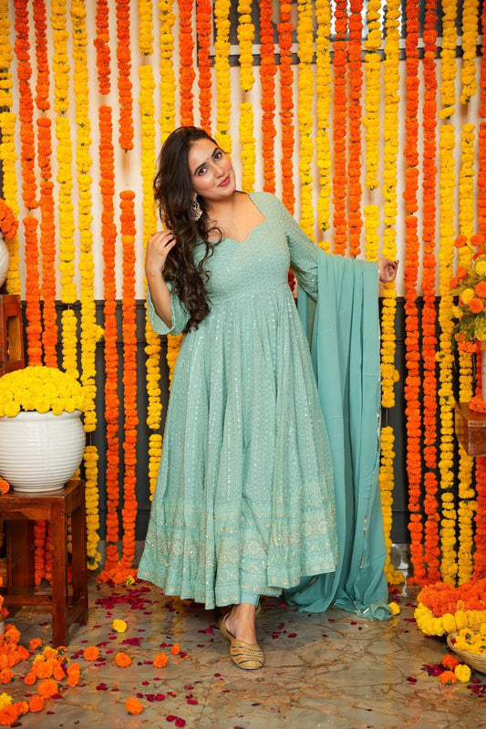 SKY NIGHT STAR EMBROIDERED GEORGETTE SUIT SET TD-120