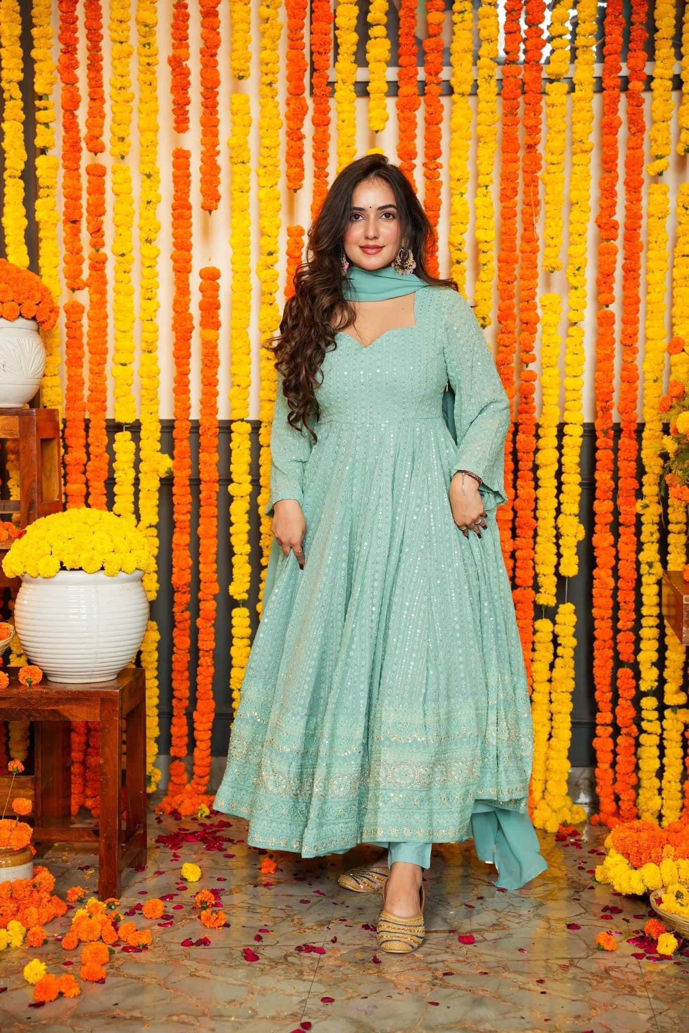 SKY NIGHT STAR EMBROIDERED GEORGETTE SUIT SET TD-120