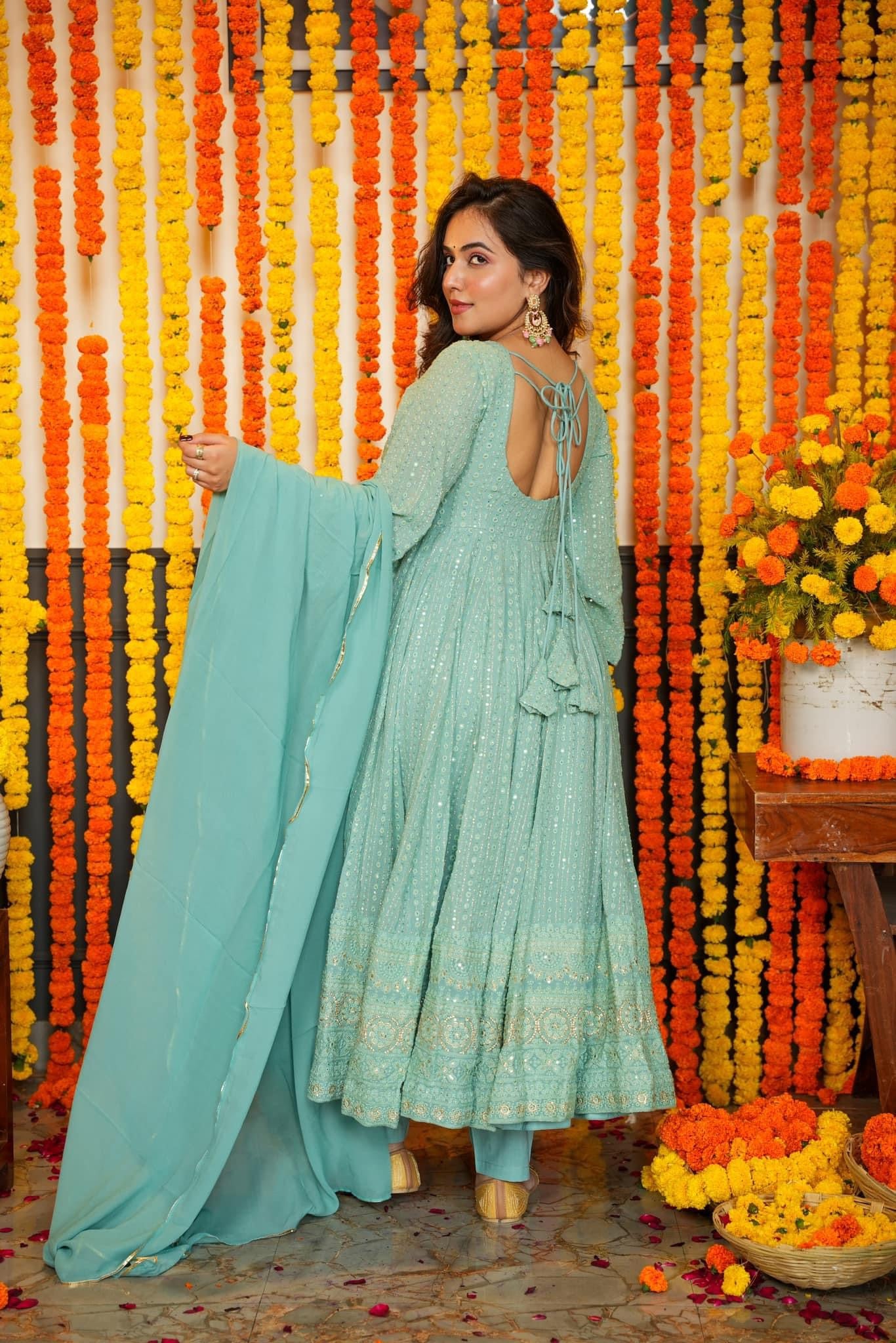 SKY NIGHT STAR EMBROIDERED GEORGETTE SUIT SET TD-120